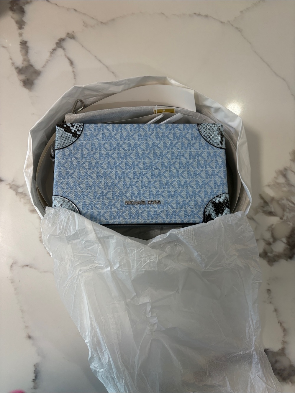 Michael Kors Jeannie Small Signature Logo and Snake Embossed Crossbody Bag